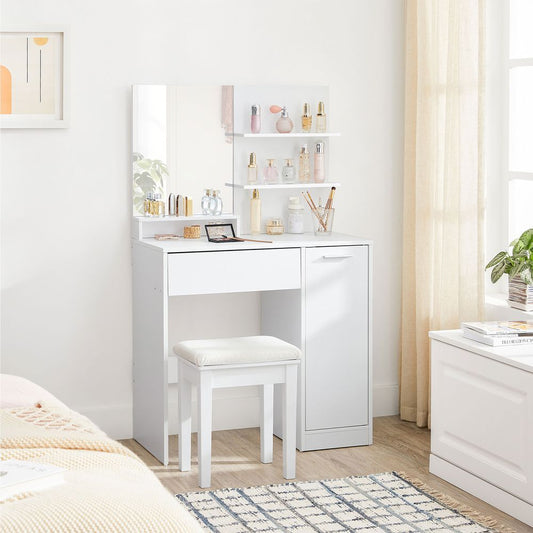 Paris Witte Kaptafel met Planken en Lade