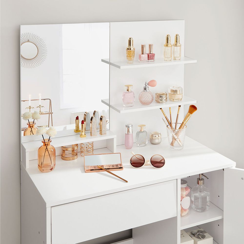 Paris Witte Kaptafel met Planken en Lade