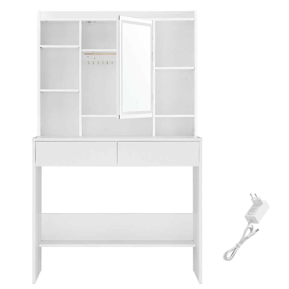Latina Kaptafel met Verlichte Spiegel en Opbergruimte/ Makeup tafel met Ingebouwde LED-verlichting
