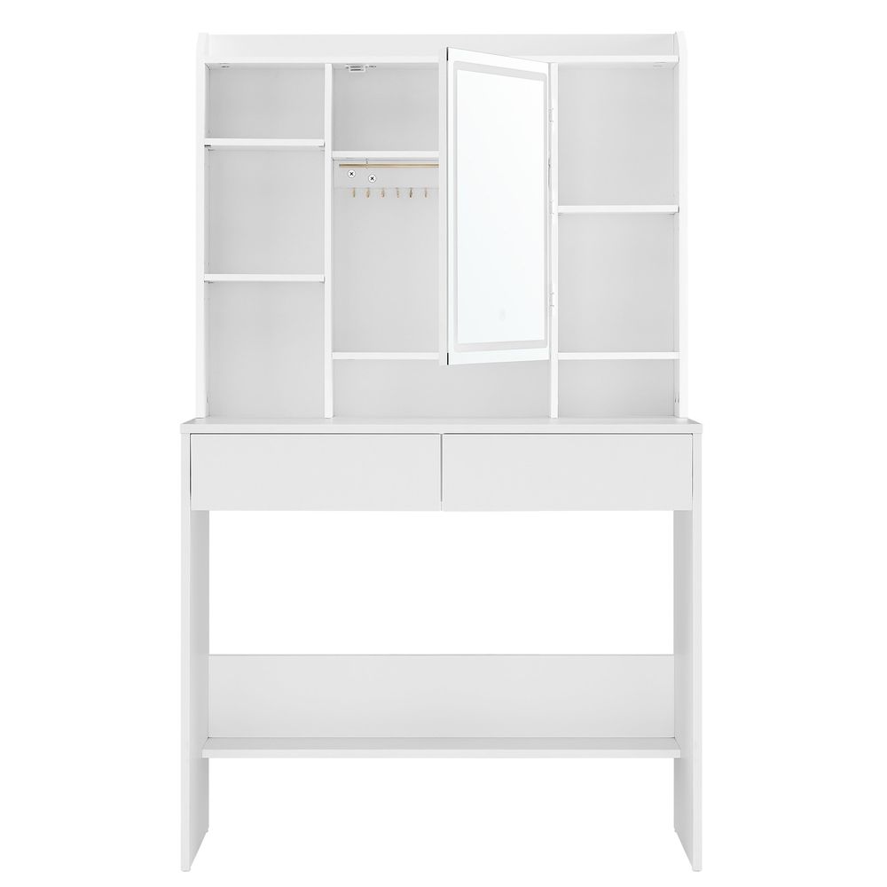 Latina Kaptafel met Verlichte Spiegel en Opbergruimte/ Makeup tafel met Ingebouwde LED-verlichting