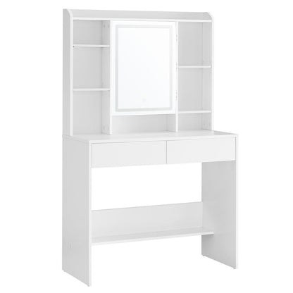 Latina Kaptafel met Verlichte Spiegel en Opbergruimte/ Makeup tafel met Ingebouwde LED-verlichting