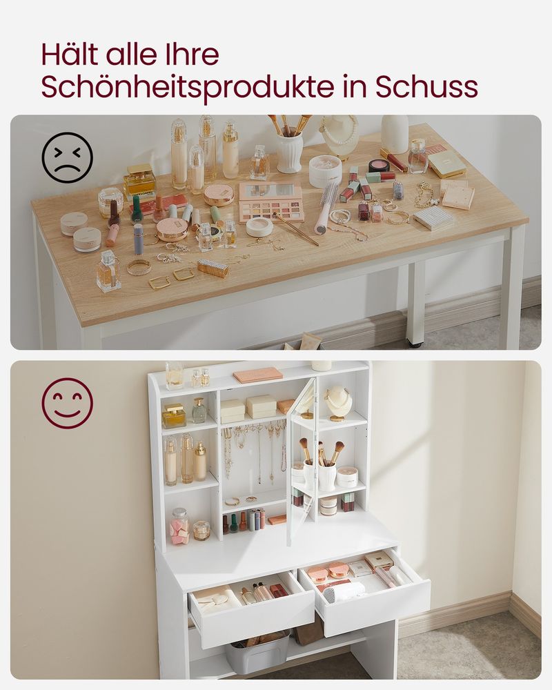 Latina Kaptafel met Verlichte Spiegel en Opbergruimte/ Makeup tafel met Ingebouwde LED-verlichting