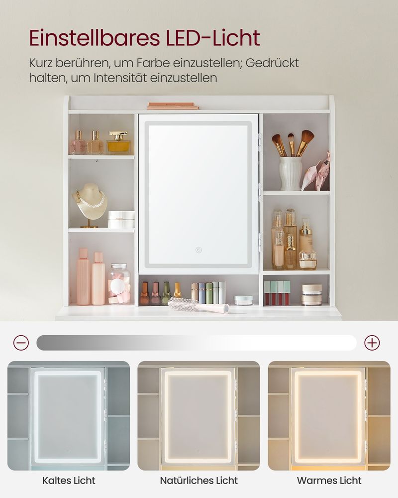 Latina Kaptafel met Verlichte Spiegel en Opbergruimte/ Makeup tafel met Ingebouwde LED-verlichting
