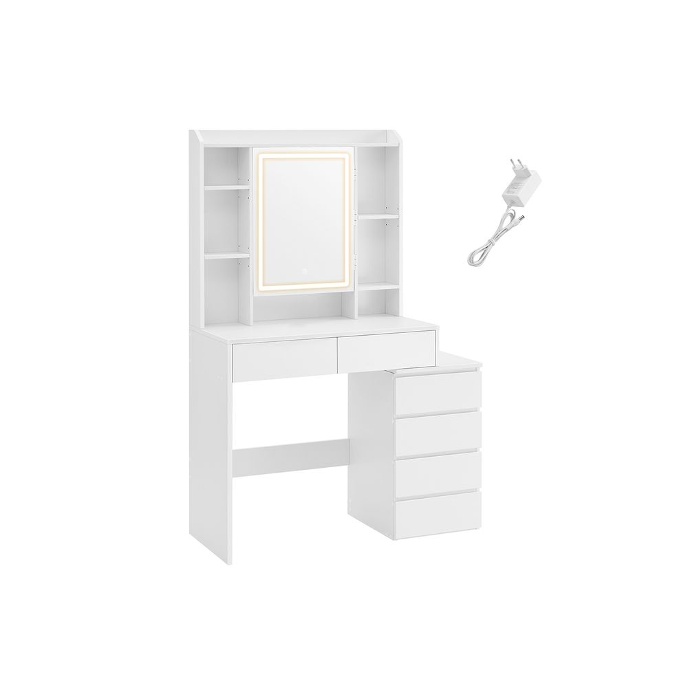 Lanciano Moderne Kaptafel met LED-verlichting – Wolkenwit – Makeup Tafel met Spiegel  Wolkenwitte Makeup Tafel met LED-verlichting