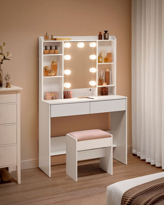 Venice Moderne Kaptafel met Spiegel en Lades-Minimalistische Kaptafel-Makeup tafel