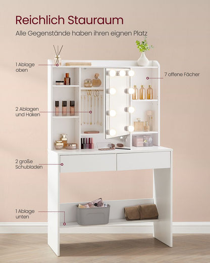 Venice Moderne Kaptafel met Spiegel en Lades-Minimalistische Kaptafel-Makeup tafel
