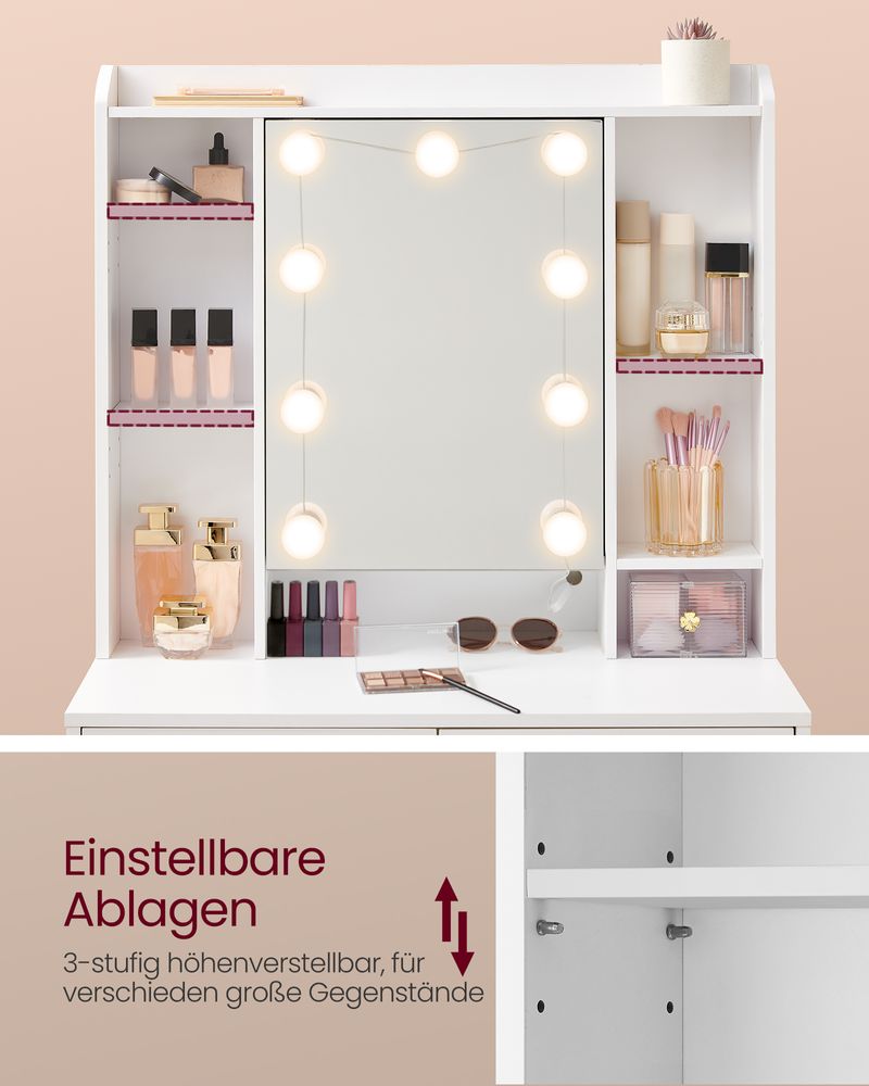 Venice Moderne Kaptafel met Spiegel en Lades-Minimalistische Kaptafel-Makeup tafel