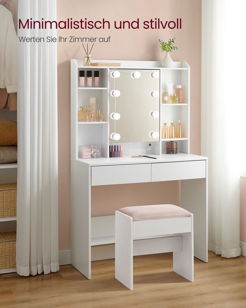 Venice Moderne Kaptafel met Spiegel en Lades-Minimalistische Kaptafel-Makeup tafel