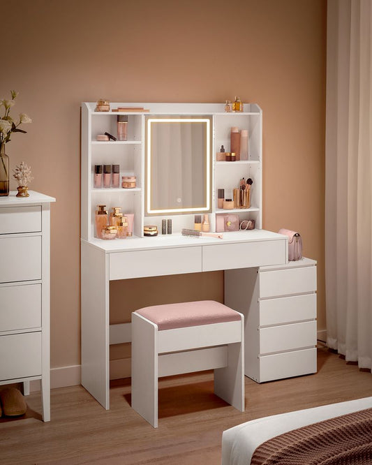 Paris Moderne Kaptafel met LED-Verlichting – Wolkenwit