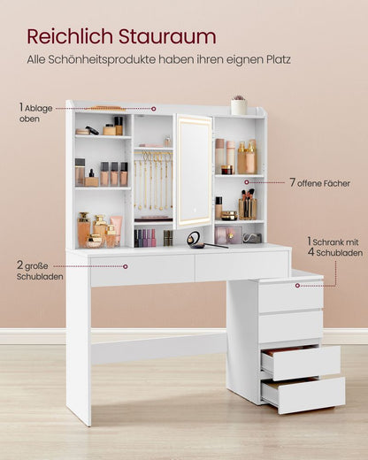 Paris Moderne Kaptafel met LED-Verlichting – Wolkenwit