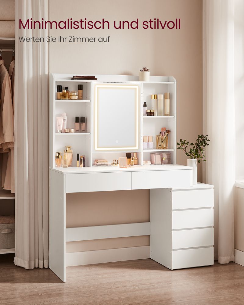 Paris Moderne Kaptafel met LED-Verlichting – Wolkenwit
