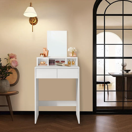Marino Makeup tafel - Kaptafel met Grote Spiegel en Twee Lades – Beautytafel voor Slaapkamer