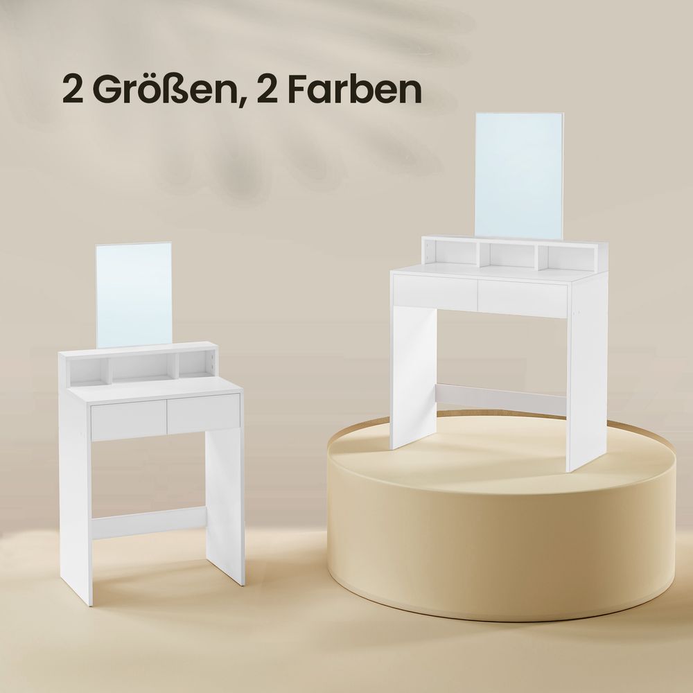 Marino Makeup tafel - Kaptafel met Grote Spiegel en Twee Lades – Beautytafel voor Slaapkamer