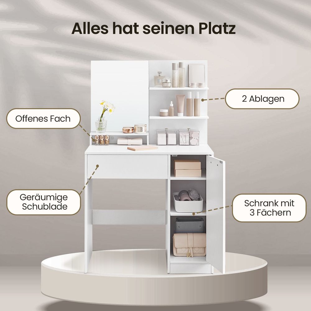 Ravenna Make-uptafel / Kaptafel met Spiegel – Stijlvolle Beautytafel voor Slaapkamer