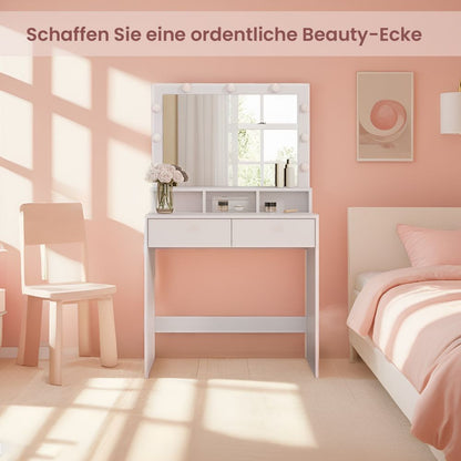 Cosenza Elegante Kaptafel met Verlichte Spiegel-Moderne Kaptafel-Glow-Up Kaptafel met Spiegel-Makeup tafel