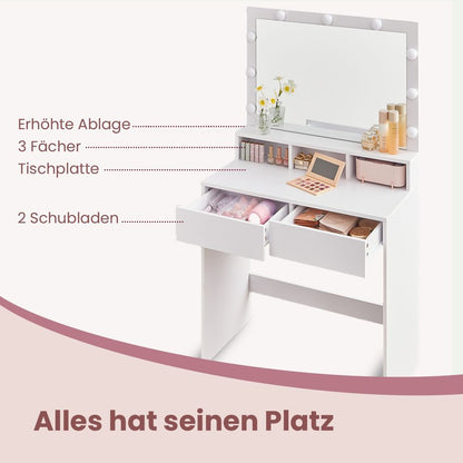 Cosenza Elegante Kaptafel met Verlichte Spiegel-Moderne Kaptafel-Glow-Up Kaptafel met Spiegel-Makeup tafel