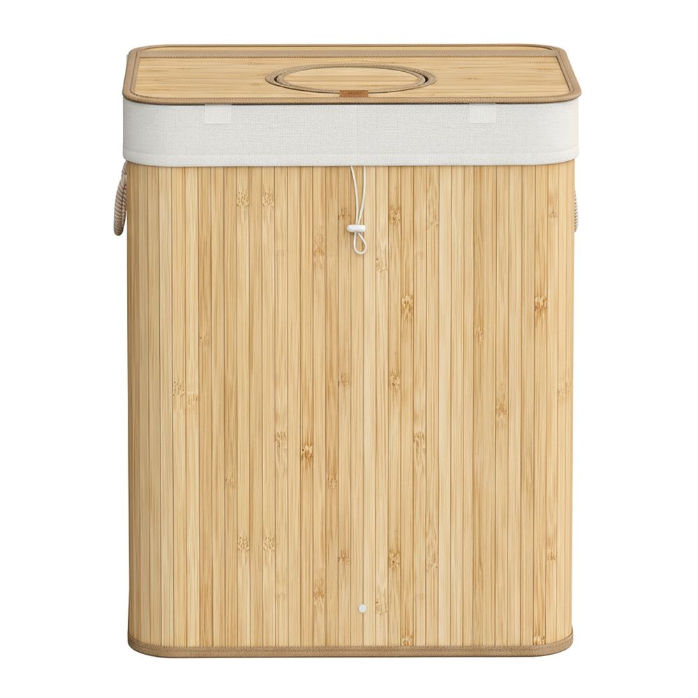 Signature Home Statiegeld Flessen Verzamelcontainer 120L van Bamboe met Deksel – Flessen & Blikken Inzamelbak