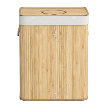 Signature Home Statiegeld Flessen Verzamelcontainer 120L van Bamboe met Deksel – Flessen & Blikken Inzamelbak