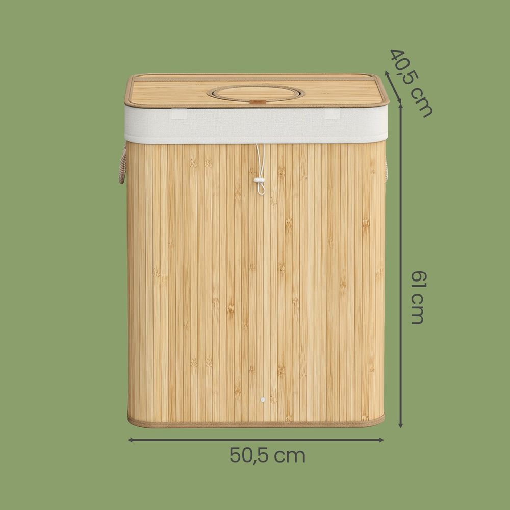 Signature Home Statiegeld Flessen Verzamelcontainer 120L van Bamboe met Deksel – Flessen & Blikken Inzamelbak
