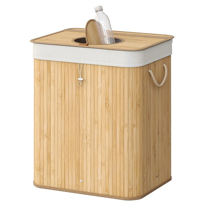 Signature Home Bamboe Statiegeld Flessenbak 95 Liter – Verzamelcontainer met Deksel