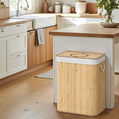 Signature Home Bamboe Statiegeld Flessenbak 95 Liter – Verzamelcontainer met Deksel