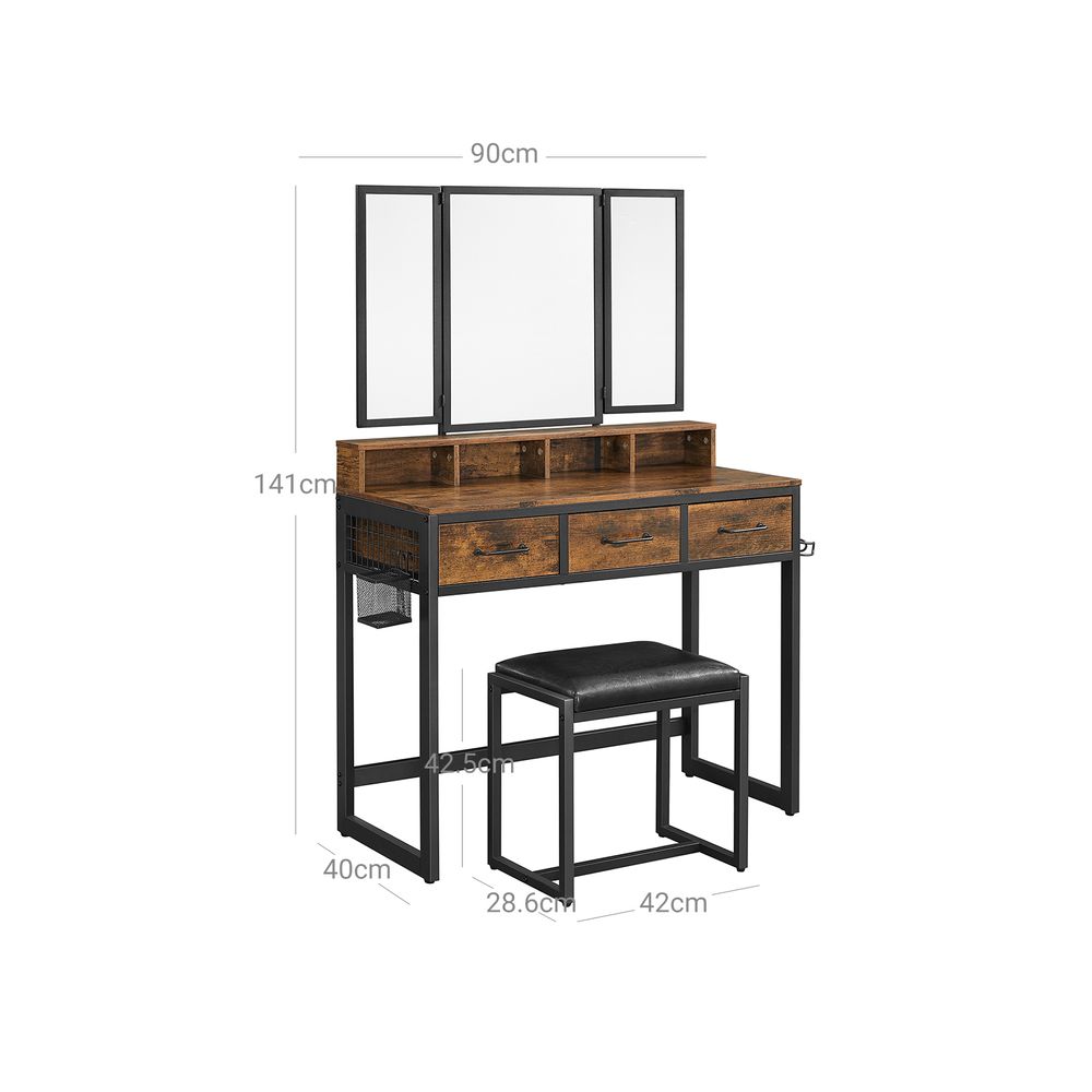 Rome Makeup tafel met 3-delige Spiegel