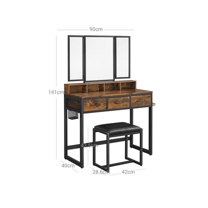 Rome Makeup tafel met 3-delige Spiegel