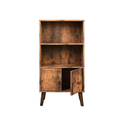 Houten Retro Boekenkast met Deuren | Opbergkast 60x30x120 cm|Voor Woonkamer & Kantoror|Compact Opbergmeubel