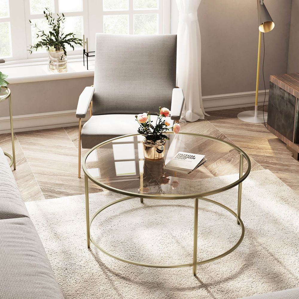Ronde Salontafel met Glazen Blad