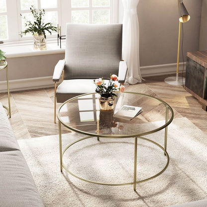 Ronde Salontafel met Glazen Blad