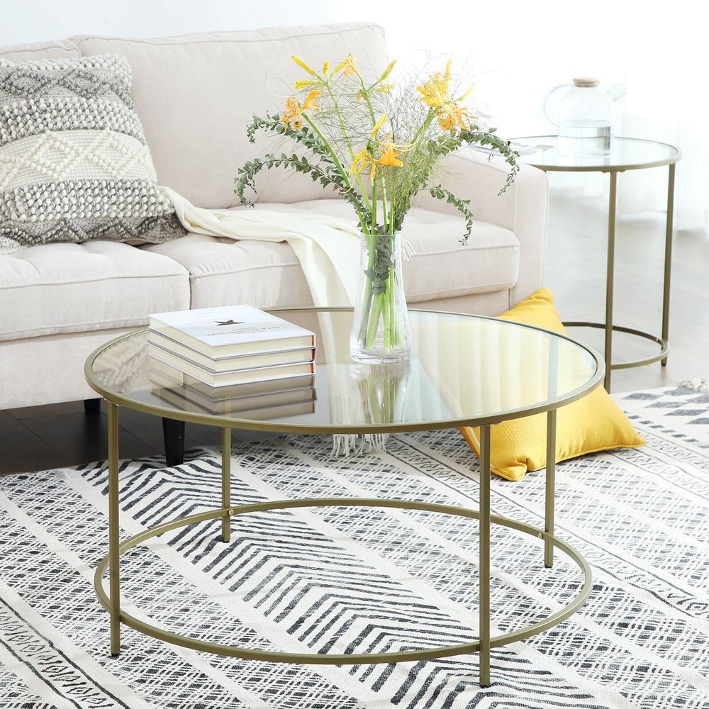 Ronde Salontafel met Glazen Blad