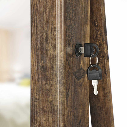 Fowey Sieradenkast 360° Draaibaar – Vintage Brown Juwelenkast met Grote Opbergruimte en Spiegel