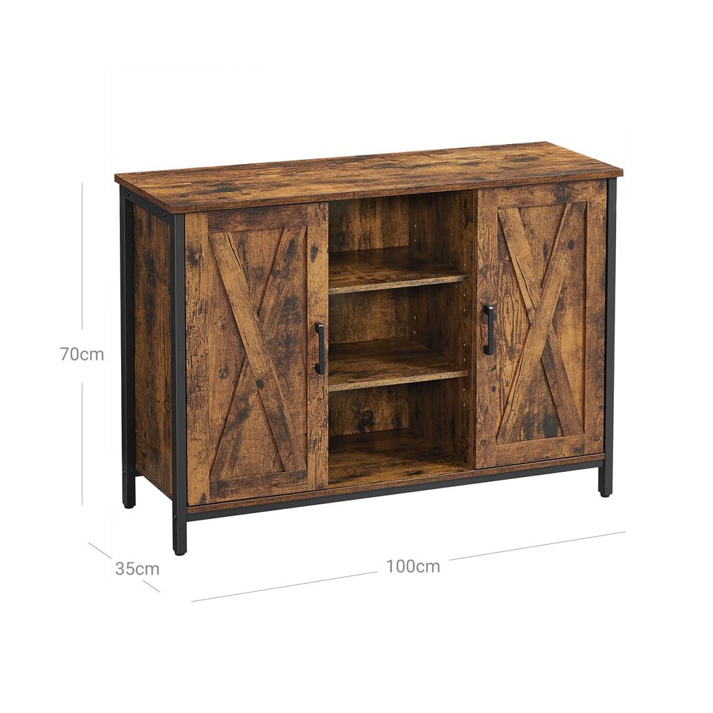 Vintage Houten dressoir - opbgerkast - Klassiek Dressoir - Retro Opbergmeubel - Bruin-Zwart