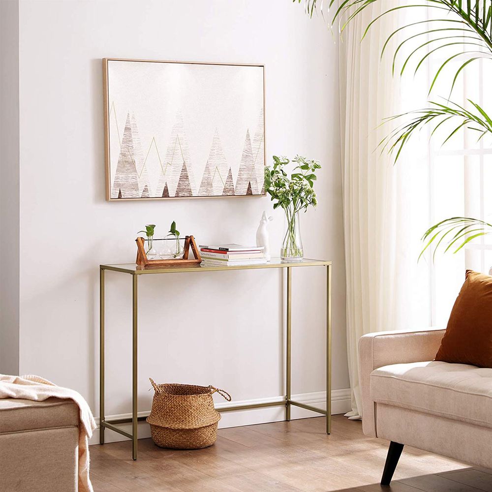 Gold console table with frame 