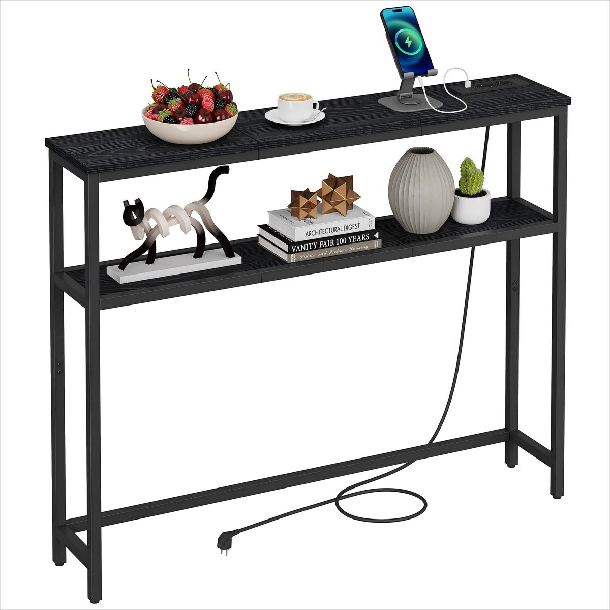 Milly Consoletafel - Console tafel - Smalle Bijzettafel met laadstation
