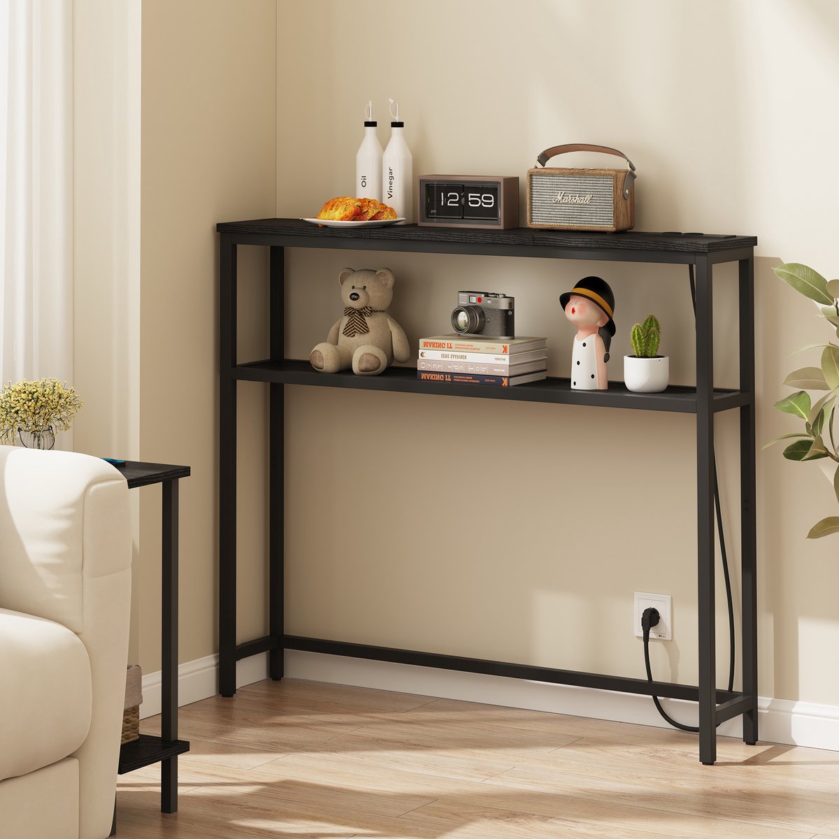 Milly Consoletafel - Console tafel - Smalle Bijzettafel met laadstation