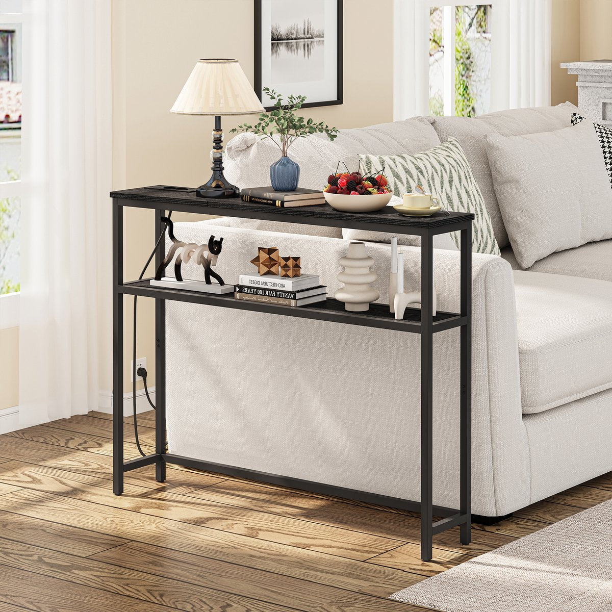 Milly Consoletafel - Console tafel - Smalle Bijzettafel met laadstation