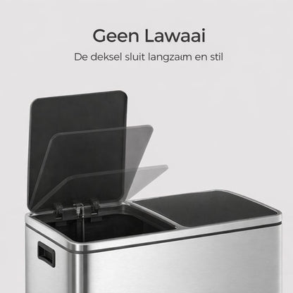 Signature Home Dubbele afvalbak 2 × 30 liter met 2 compartimenten – Geschikt voor keuken