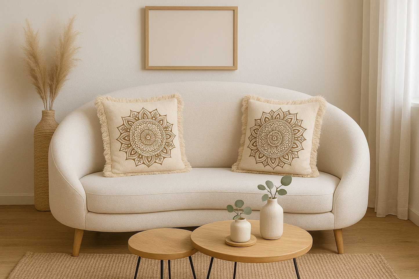 Mandala Kussenhoezen - kussensloop - set van 2 - 60x60cm - Brons
