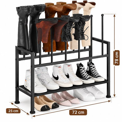 Signature Home Laarzenrek voor 6 Paar – Metalen Schoenenrek met 2 Legplanken – Zwart