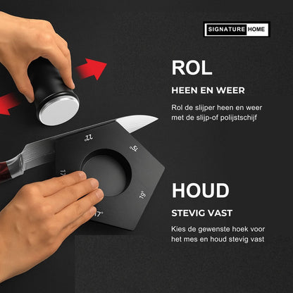 Professionele Messenslijper – Rollende Messenslijper - Aanzetstaal - Magnetisch – Voor Keukenmessen – Premium Zwart Design