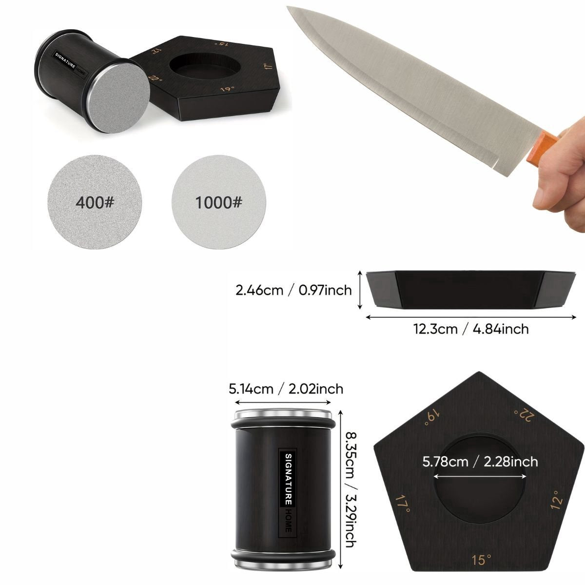 Professionele Messenslijper – Rollende Messenslijper - Aanzetstaal - Magnetisch – Voor Keukenmessen – Premium Zwart Design