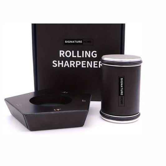 Professionele Messenslijper – Rollende Messenslijper - Aanzetstaal - Magnetisch – Voor Keukenmessen – Premium Zwart Design