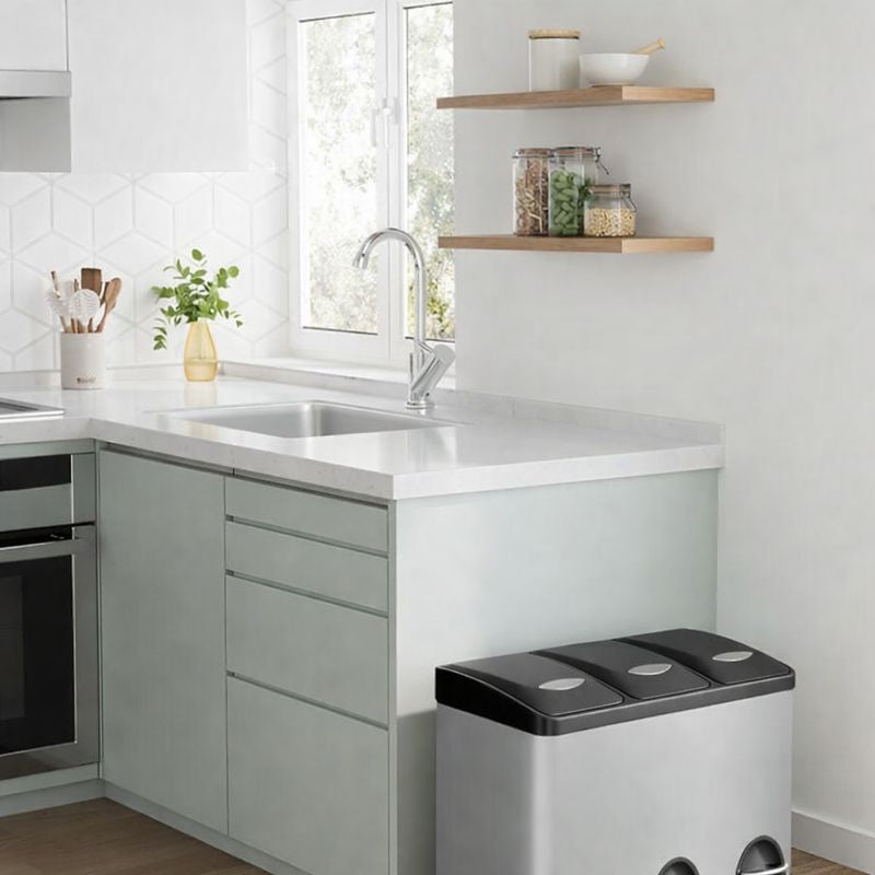 Signature Home 30L Witte Afvalbak – Keukenprullenbak met Deksel en Modern Design|Duurzame Afvalbak voor Thuis
