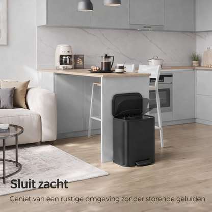 Signature Home 20L Prullenbak met Deksel – Ink Zwart – Compacte Afvalbak voor Keuken en Badkamer