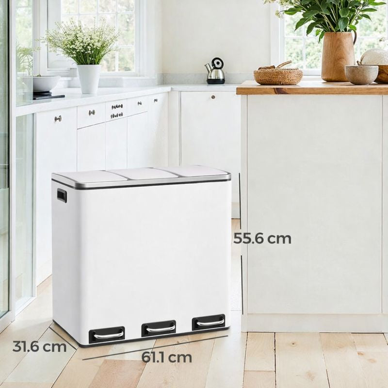 Signature Home Keuken Prullenbak 3 x 18 Liter – 3-Vaks Afvalscheidingsprullenbak met Softclose Deksels