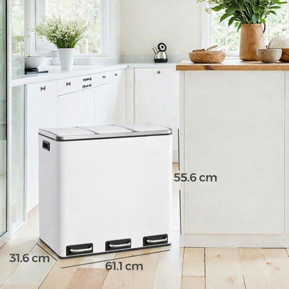 Signature Home Keuken Prullenbak 3 x 18 Liter – 3-Vaks Afvalscheidingsprullenbak met Softclose Deksels