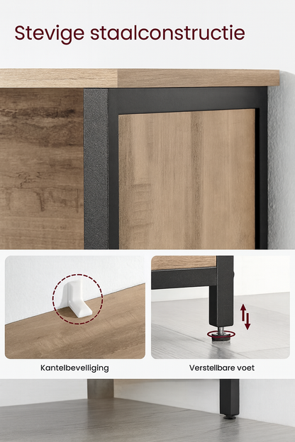 Keukenkast Eiken Bruin-Zwart met Verstelbare Legplanken voor Optimale Opbergruimte|Moderne Keukenkast met Verstelbare Planken