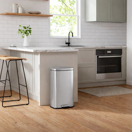 Signature Home Prullenbak RVS 30 Liter – Roestvrijstalen Afvalbak voor Keuken en Kantoor