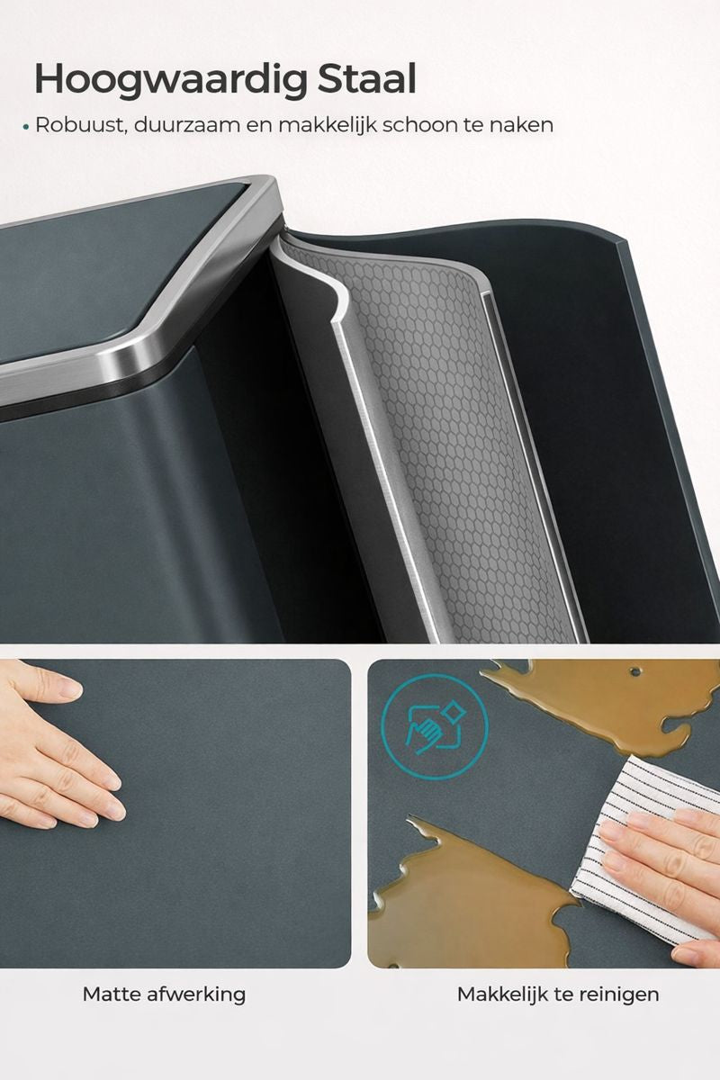 Signature Home Prullenbak Metaal 30 Liter – Duurzame Afvalbak voor Keuken en Kantoor